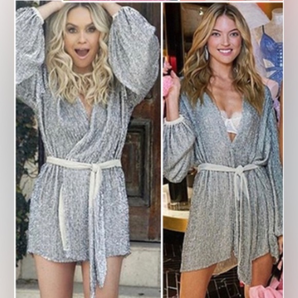 ROTATE Birger Christensen Sliver Sequin Wrap Minidress US 10 NWT 420$ - Picture 11 of 12